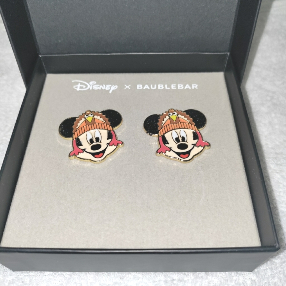 Disney Baublebar Mickey Mouse Thanksgiving Turkey Holiday Earrings NIB